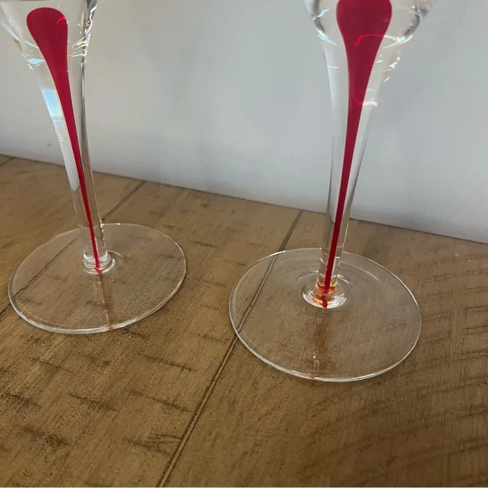 Pier 1 Red Tear Drop Wine Glasses set of 2